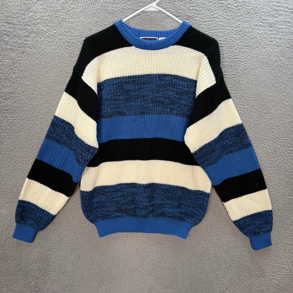 Vintage Sweater Graphix Sweater Adult Medium Multicolor Striped Knit Grandpa 90s
